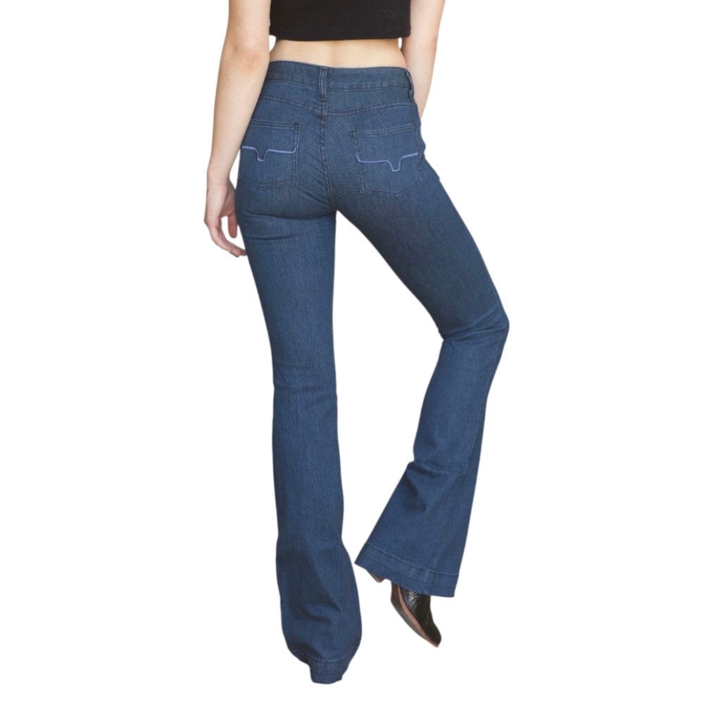 KIMES RANCH Women's Lola Dark Indigo Trouser Cut Flare Jeans jeans sz 6x36L EUC - Picture 7 of 16